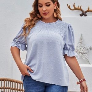 2 for $15 - NWT SHEIN Frill Neck Swiss Dot Blouse